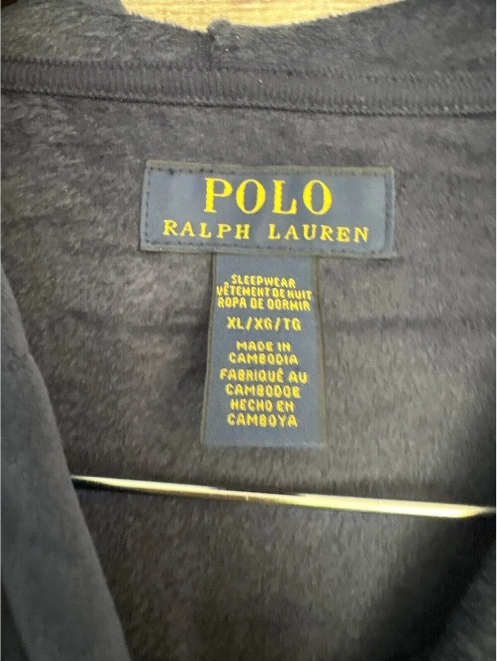 Polo Ralph Lauren Velour Hoodie Pullover Mens XL Navy Blue Sleepwear Unworn